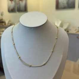 CORRENTE RABO DE RATO COM BOLINHA OVAL 45CM