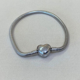 PULSEIRA AÇO PANDORA 20CM FECHO CORAÇÃO