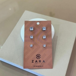 TRIO AÇO ZIRCÔNIAS QUADRADAS CRISTAL