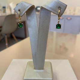 BRINCO ARGOLA ZIRCÔNIA QUADRADA VERDE P