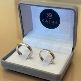 ALIANÇA PRATA FRISO LATERAL - DUPLA