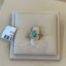 ANEL SOLITÁRIO OVAL VERDE TIFFANY TAMANHO 15