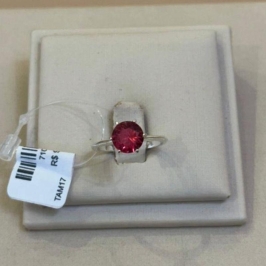 ANEL PRATA SOLITÁRIO 8MM PINK TAMANHO 17