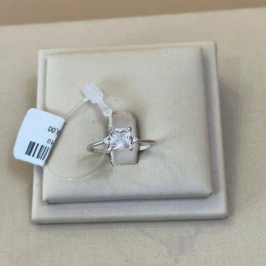 ANEL PRATA SOLITÁRIO ZIRCÔNIA QUADRADA TAMANHO 21