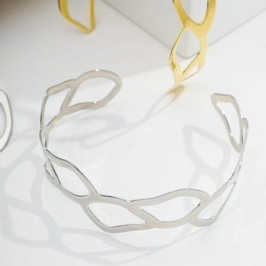 BRACELETES FORMAS ORGÂNICAS RÓDIO BRANCO