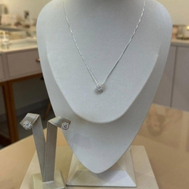 CONJUNTO PRATA REDONDO CRISTAL