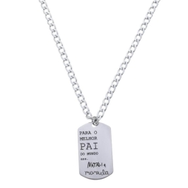 CORRENTE MASCULINA AÇ0 GRUMET 60CM PERSONALIZADA