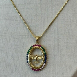 PINGENTE ESPÍRITO SANTO CRAVEJADO ZIRCONIAS COLORS