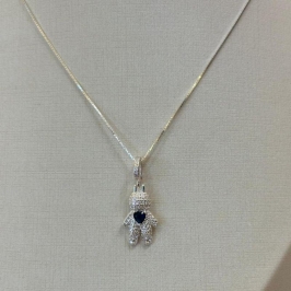PINGENTE PRATA LUXO MENINO AZUL MARINHO
