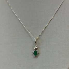 PINGENTE PRATA MENINO VERDE ESMERALDA