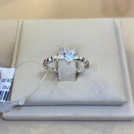 ANEL SOLITÁRIO PRATA CORAÇÕES TAMANHO 17