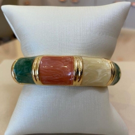 BRACELETE RESINADO VERDE, NUDE E MARROM