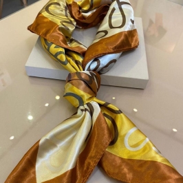 LENÇO AMARELO, NUDE E MARROM 90X90CM