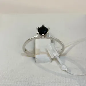 ANEL PRATA SOLITÁRIO PRETO