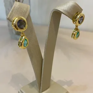 BRINCO ZIRCÔNIAS LILÁS E VERDE