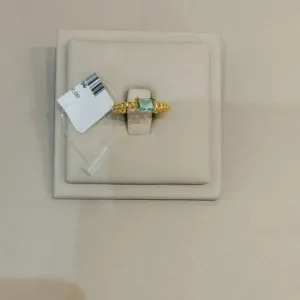 ANEL CORRENTE COM PEDRA RETANGULAR TURMALINA AZUL