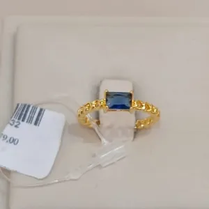 ANEL CORRENTE COM PEDRA RETANGULAR MARINHO