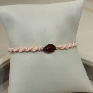 PULSEIRA MACRAMÊ C/ ÂMBAR ROSÊ