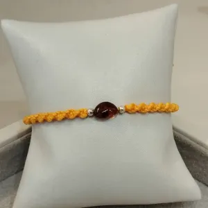 PULSEIRA MACRAMÊ C/ ÂMBAR MOSTARDA