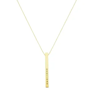 COLAR COM NOME BARRINHA FINA NA VENEZIANA DE 45CM