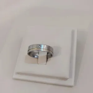 ALIANÇA AÇO FILETE C/ZIRCÔNIA TAM 19