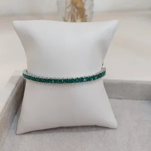 PULSEIRA RIVIERA ESMERALDA ZIRCÔNIA QUADRADA