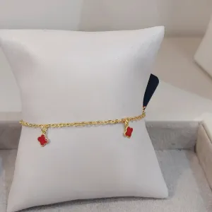 PULSEIRA MINI TREVOS ESMALTADOS VERMELHOS