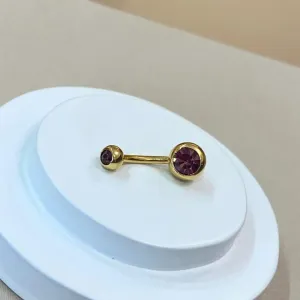 PIERCING UMBIGO PVD GOLD ZIRCÔNIA ROSA