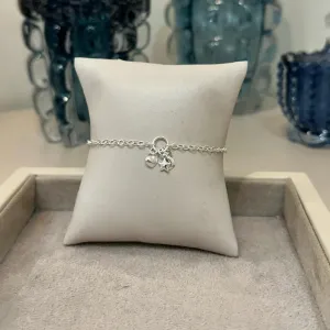 PULSEIRA PRATA PATUÁ LUA, ESTRELA E CORAÇÃO