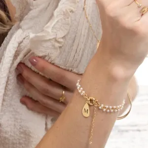 PULSEIRA COM PÉROLAS, INICIAL E FECHO BOIA