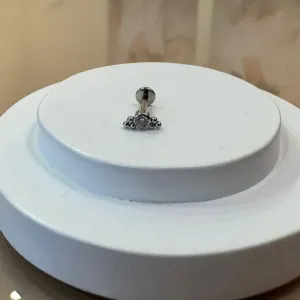 PIERCING LABRET PEDRA CRISTAL COM ESFERAS AÇO