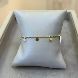 PULSEIRA BOLINHAS DIAMANTADAS E MEDALHAS
