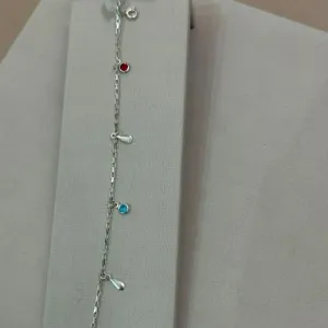 PULSEIRA PRATA GOTA LISA E ZIRCONIAS COLORIDAS