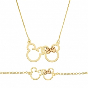 CONJUNTO INFANTIL PULSEIRA E COLAR MICKEY E MINNIE
