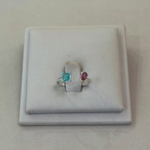 ANEL PRATA ZIRCÔNIAS PINK E VERDE TIFFANY REGULÁVEL