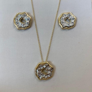 CONJUNTO ORGÂNICO OURO E DIAMANTE