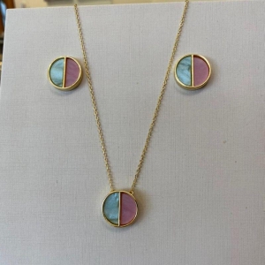 CONJUNTO REDONDO ROSA E VERDE ÁGUA