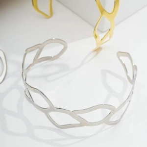 BRACELETES FORMAS ORGÂNICAS RÓDIO BRANCO