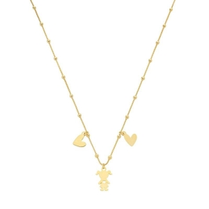 COLAR BOLINHAS COM CORAÇÕES E PINGENTE FILHO