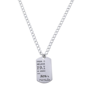 CORRENTE MASCULINA AÇ0 GRUMET 60CM PERSONALIZADA