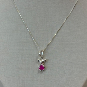 PINGENTE PRATA MENINA PINK