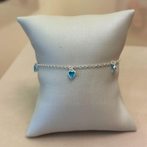 PULSEIRA PRATA CORAÇÕES ZIRCÔNIAS AZUIS