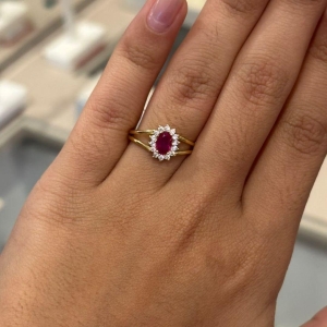 ANEL SOLITÁRIO OVAL PINK TAMANHO 15