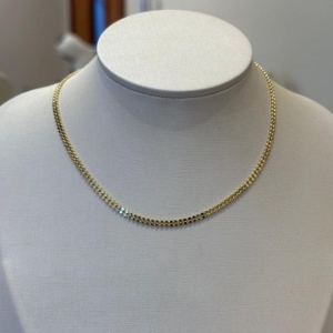 CHOKER MALHA DUPLA BOLINHAS DIAMANTADAS