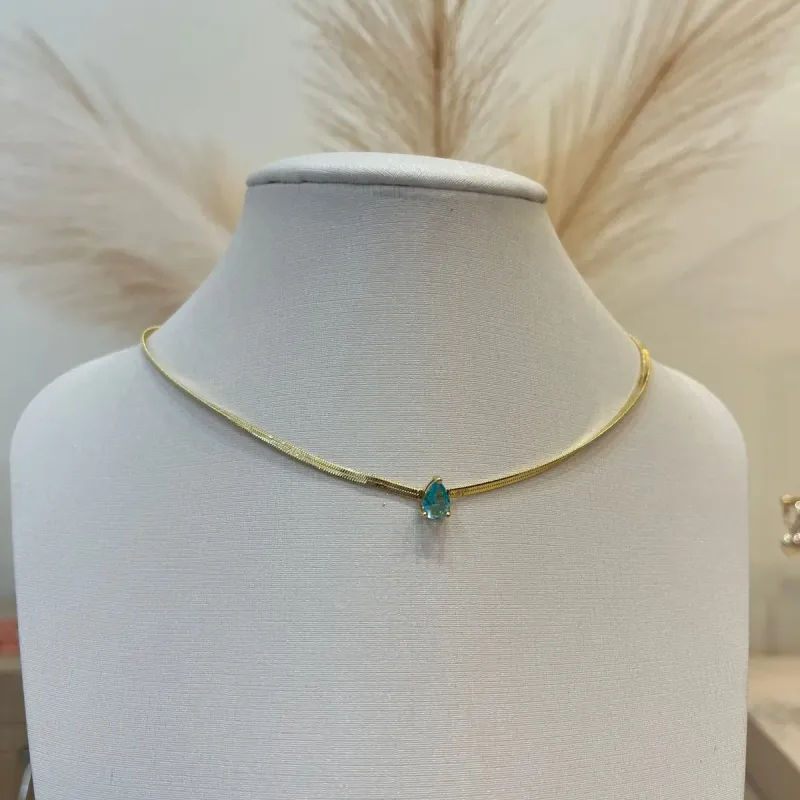 CHOKER FITA GOTA AZUL