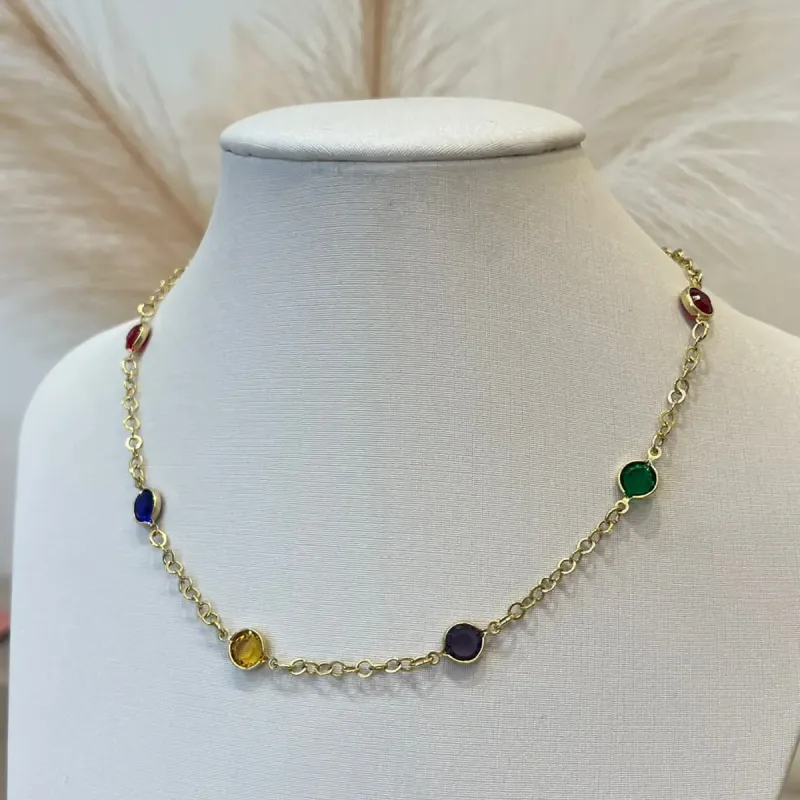 CHOKER ZIRCÔNIAS COLORIDAS