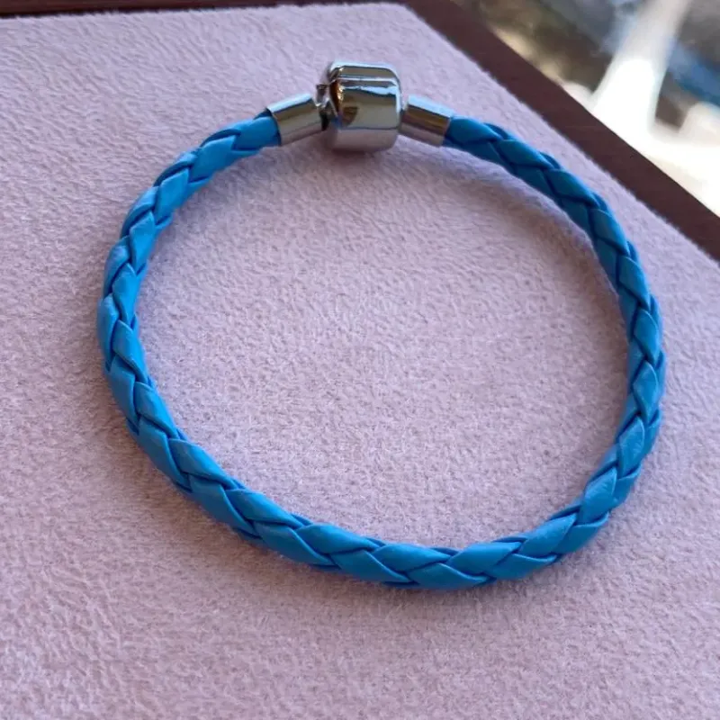PULSEIRA PANDORA COURO AZUL 17CM