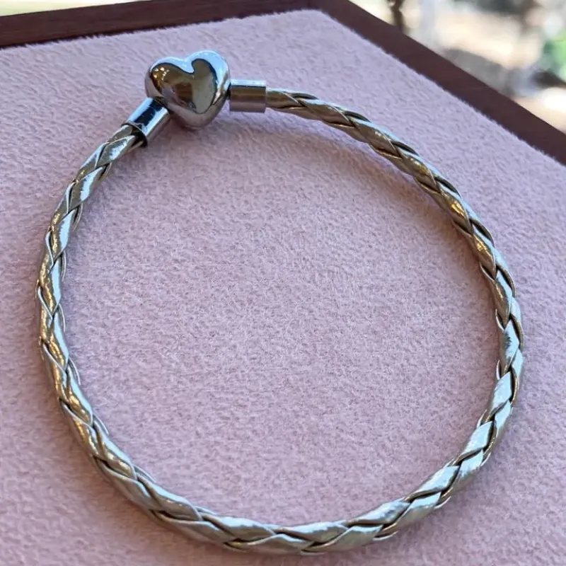 PULSEIRA PANDORA COURO PRATA 19CM