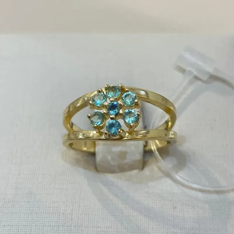 ANEL FLOR CRAVEJADO VERDE ÁGUA