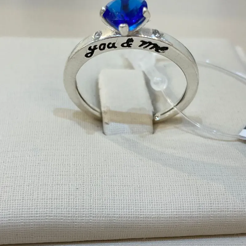 ANEL PRATA SOLITÁRIO YOU & ME AZUL